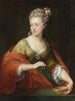 Portret van een dame traditioneel geïdentificeerd als Alexandra Evichovna Demidov in de rol van Cleopatra - Pompeo Batoni — weergave van het kunstwerk