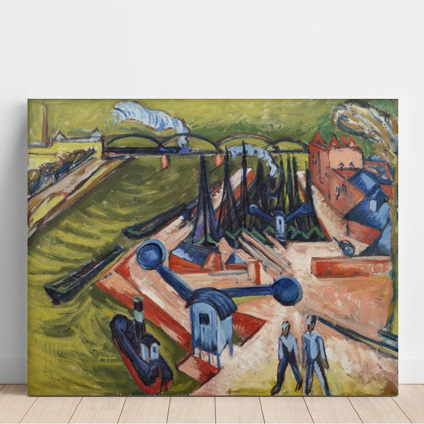 Port occidental de Francfort-sur-le-Main - Ernst Ludwig Kirchner | Reproduction Tableau Décoration murale affiche copie