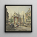 the lock gate near a church, on the left a veiled lady, an officer, and a lady with a boy - Johannes Huibert Prins — framed artwork on a wall