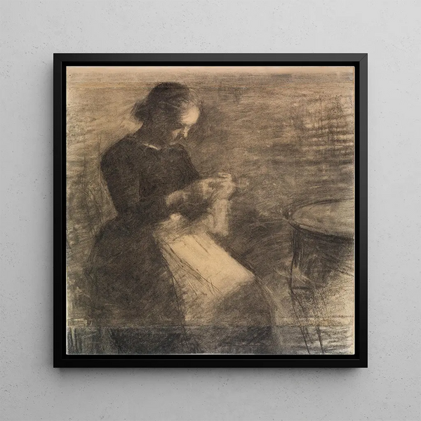 Portrait d'Ida Hammershi avec ouvrages à aiguille - Vilhelm Hammershi