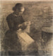 Portret van Ida Hammershi met breiwerk - Vilhelm Hammershi — weergave van het kunstwerk