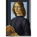 Reproductie van het schilderij portret van een jonge man die een medaillon vasthoudt - Sandro Botticelli