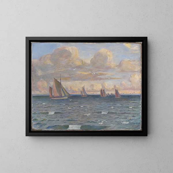 Boats in the Sound - Poul Simon Christiansen — framed artwork on a wall