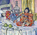 Japanse poppen met appels - Eugenie Bandell — weergave van het kunstwerk