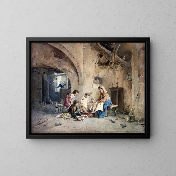 The Bath - Caravaggio — framed artwork on a wall