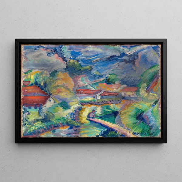 Landscape without title - Preston Dickinson — framed artwork on a wall