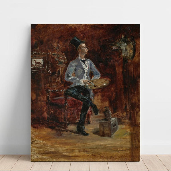 Reproductie van het schilderij Princeteau in zijn atelier - Henri de Toulouse-Lautrec