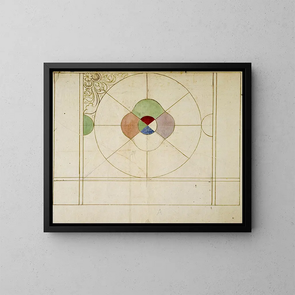Abstract Decorative Stained Glass Panel Project Painting - Prosper Lafaye — framed artwork on a wall
