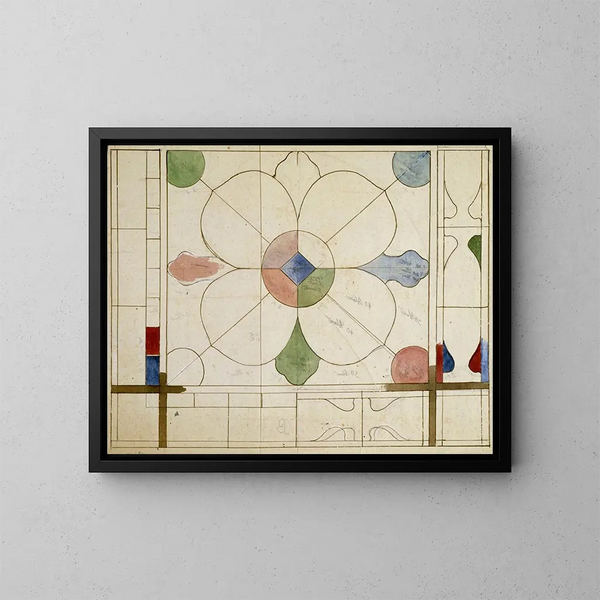 Stained glass panel project painting - Prosper Lafaye — framed artwork on a wall