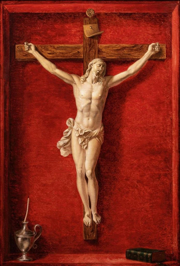 Trompe-l'œil avec un crucifix - Prospero Mallerini — ingelijst kunstwerk aan de muur