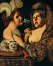 Een allegorie van de betekenis van de reuk en het gehoor - Pseudo Caroselli — weergave van het kunstwerk