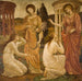 Psyché bij de heiligdommen van Juno en Ceres - Sir Edward Coley Burne-Jones — gepresenteerd in een interieur