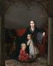 Portret van Anna Grigorievna Ermolova 1807-1852 en Obolonskaya met haar kinderen - Pyotr Zakharov-Chechenets — weergave van het kunstwerk