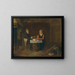 van een bescheiden interieur met een ouder echtpaar zittend aan een tafel dat mosselen en brood eet - Quirijn van Brekelenkam — ingelijst kunstwerk aan de muur
