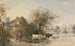 Een vrouw die vee bewaart bij een rivier - R. P. Noble — weergave van het kunstwerk