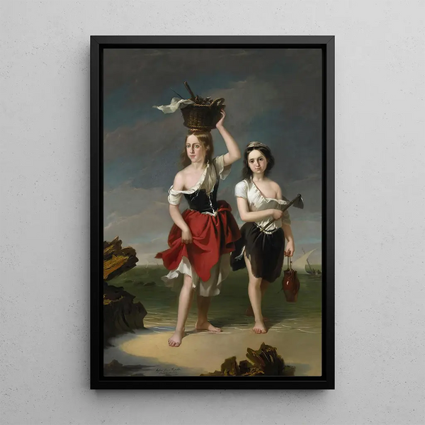 De schelpenzoekers - Rafael García Hispaleto — ingelijst kunstwerk aan de muur
