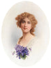 Portret van een dame met viooltjes - Raimund Ritter von Wichera — weergave van het kunstwerk