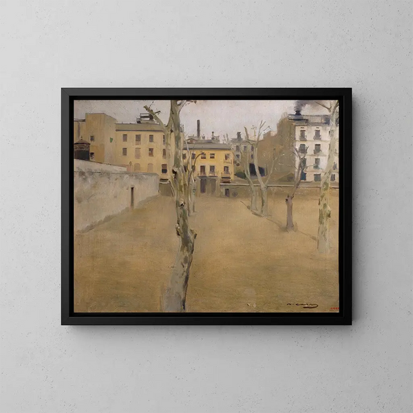 Cour de l'ancienne prison de Barcelone, cour des agneaux - Ramon Casas — framed artwork on a wall