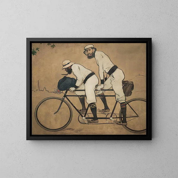 Ramon Casas and Pere Romeu on a tandem - Ramon Casas — framed artwork on a wall