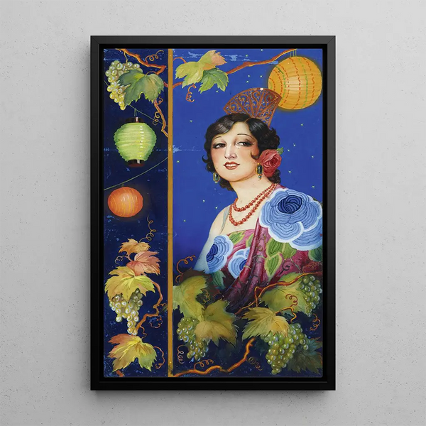 Jonge vrouw met sjaal - Ramon José Izquierdo y Garrido — ingelijst kunstwerk aan de muur