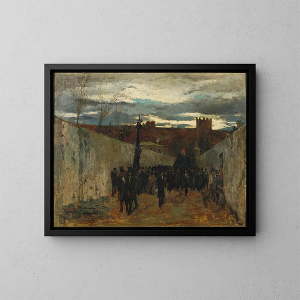 Begrafenis van Fortuny - Ramon Tusquets — ingelijst kunstwerk aan de muur