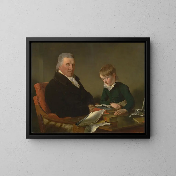 Francis Noel Clarke Mundy and his grandson William Mundy - Ramsay Richard Reinagle — framed artwork on a wall