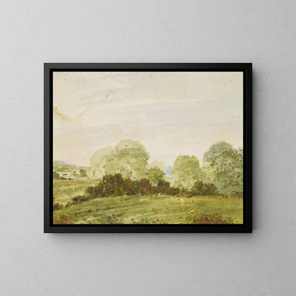 a Hilly Landscape with Trees - Ramsay Richard Reinagle — framed artwork on a wall