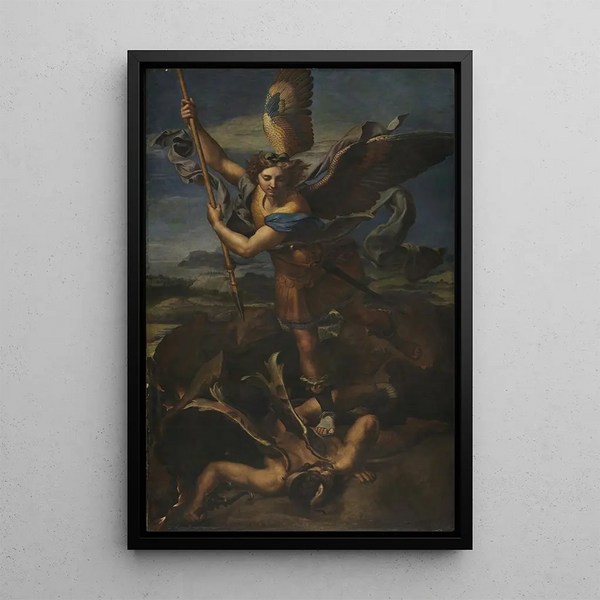 Saint Michel terrassant Satan - Raphaël — ingelijst kunstwerk aan de muur