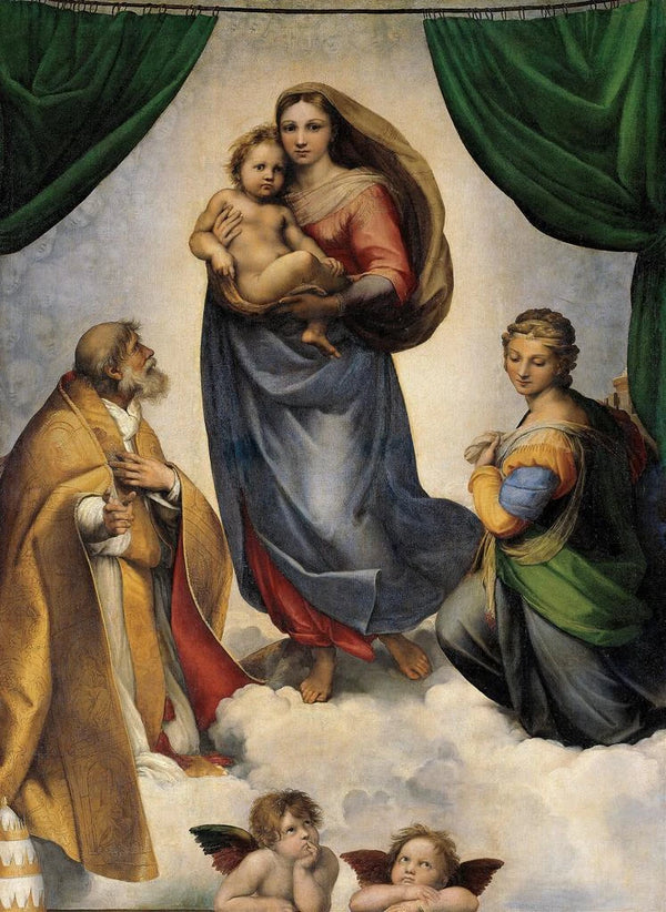 La Madone Sixtine - Raphaël — ingelijst kunstwerk aan de muur