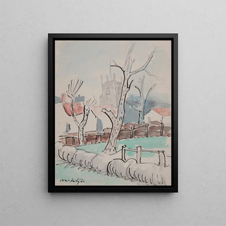 Raymond McIntyre - Trees and church tower.webp