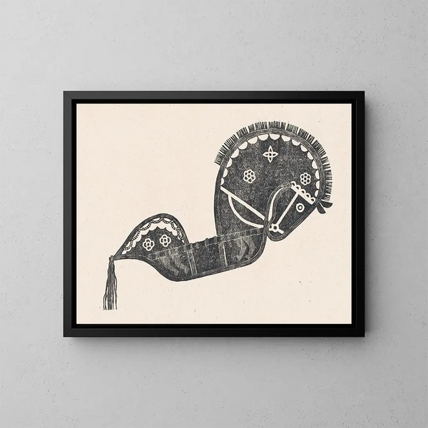 Ceremonieel danspaard - Reijer Stolk — ingelijst kunstwerk aan de muur