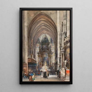 Reinhold Vlkel - The interior of Saint Stephen with the high altar and figural staffage.webp
