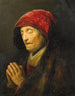 Oude vrouw in gebed - Rembrandt van Rijn — weergave van het kunstwerk