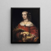 Portret van een dame met een hondenkooitje - Rembrandt van Rijn — ingelijst kunstwerk aan de muur