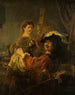 van Rembrandt en Saskia in de scène van de verloren zoon - Rembrandt van Rijn — weergave van het kunstwerk