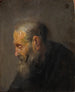 Studie van een oude man in profiel - Rembrandt van Rijn — weergave van het kunstwerk