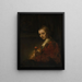 Vrouw met een roos - Rembrandt van Rijn — ingelijst kunstwerk aan de muur
