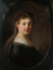 Jonge vrouw in fantasiekostuum - Rembrandt van Rijn — weergave van het kunstwerk