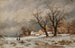 Landschap met winterse scène met houtverzamelaars voor een klein dorp - Remigius Adrianus van Haanen — weergave van het kunstwerk