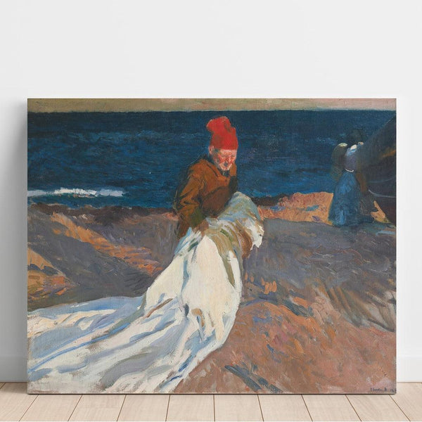 Reproductie van het schilderij Rentrant la voile, plage de Valence - Joaquín Sorolla