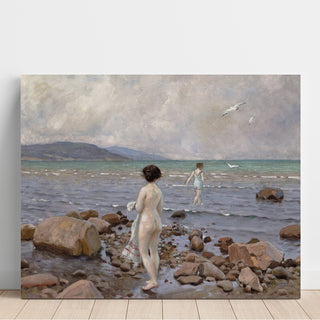 Reproduction Deux baigneuses sur une plage rocheuse - Paul Fischer