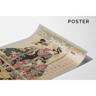 Reproduction Femmes de Yoshiwara regardant dans la rue au printemps - Kitagawa Utamaro