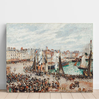 Reproduction Le marché aux poissons, Dieppe ; temps gris, le matin - Camille Pissarro
