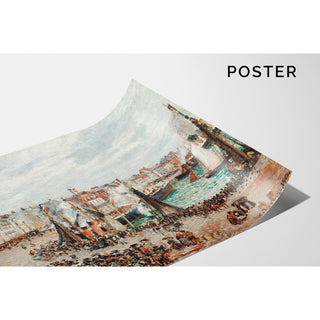 Reproduction Le marché aux poissons, Dieppe ; temps gris, le matin - Camille Pissarro