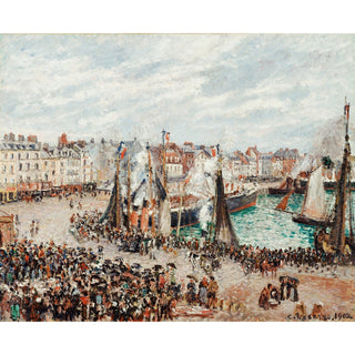 Reproduction Le marché aux poissons, Dieppe ; temps gris, le matin - Camille Pissarro