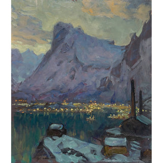 Reproduction Le port de Svolvær au plus fort de la saison de pêche, étude des Lofoten - Anna Boberg