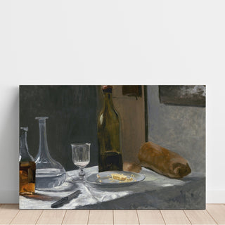 Reproduction Nature morte avec bouteille, carafe, pain et vin - Claude Monet