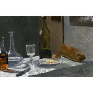Reproduction Nature morte avec bouteille, carafe, pain et vin - Claude Monet