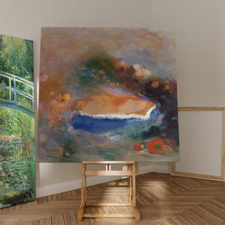 Reproduction Ophélie avec une mauviette bleue dans l'eau - Odilon Redon