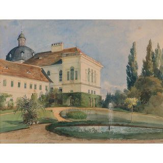 Reproduction Parc du château avec fontaine - Marie Egner